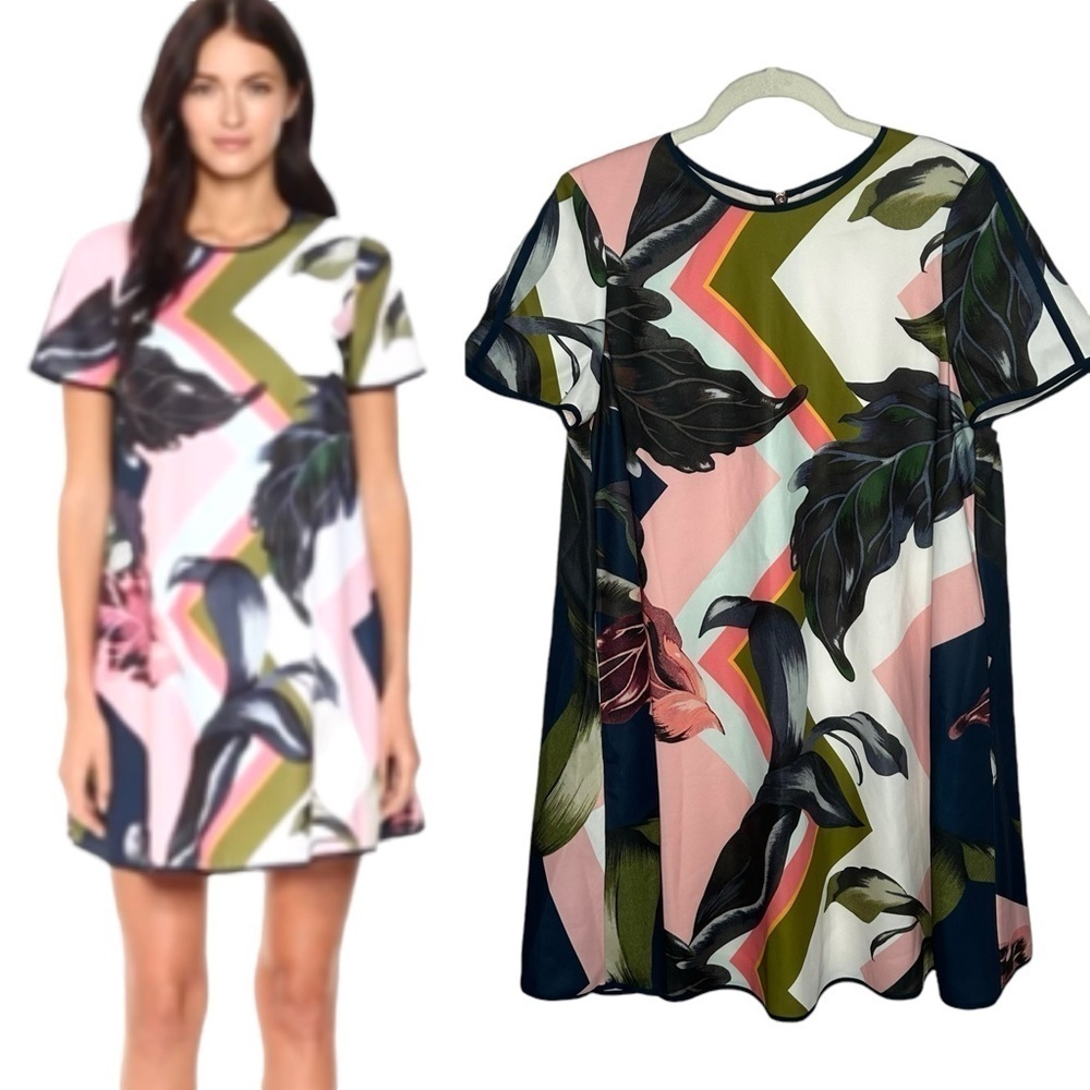 Ted Baker London Pink and Green Floral Mini Dress